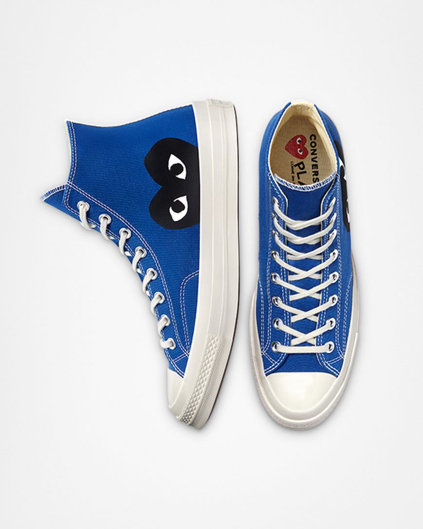 Tenisi Inalti Barbati Converse x Comme des Garçons PLAY Chuck 70 Albastri Negrii | RO WUCVO279